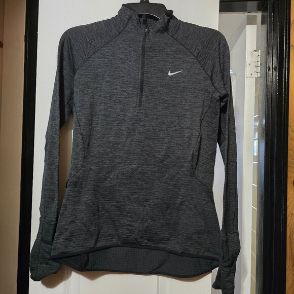 Nike Women's Dri Fit Charcoal Quarter-Zip Sweatshirt Size Small - Picture 1 of 8
